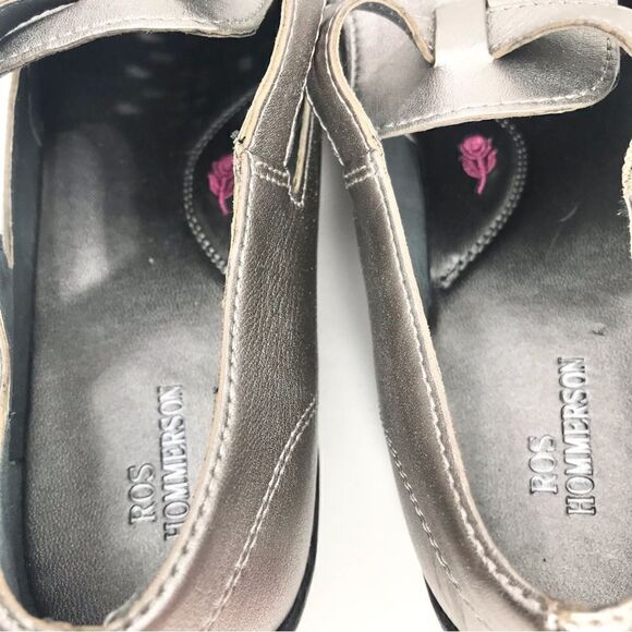 Ros Hommerson CAMEO Metallic Pewter Perforated Fisherman Loafer Sandals - Picture 11 of 16